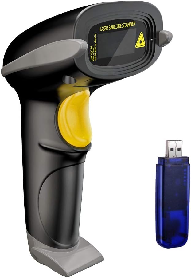 NADAMOO Long-Range Wireless 1D Laser Barcode Scanner — 328 ft / 100 m, USB Receiver (Multiple Colors)